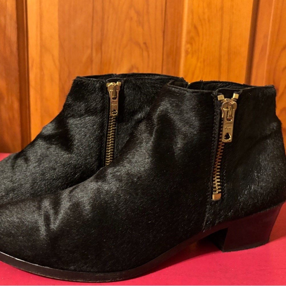 Black Ankle Boots with Gold Zipper